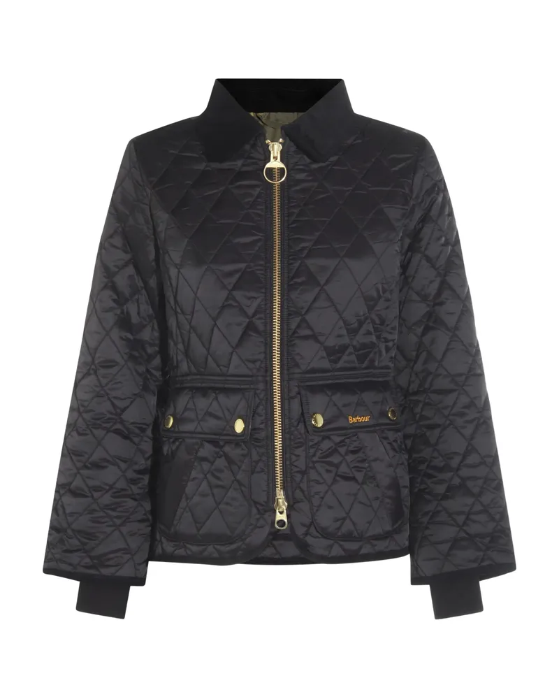 Barbour Diamond-quilted Zip-front Coat Black