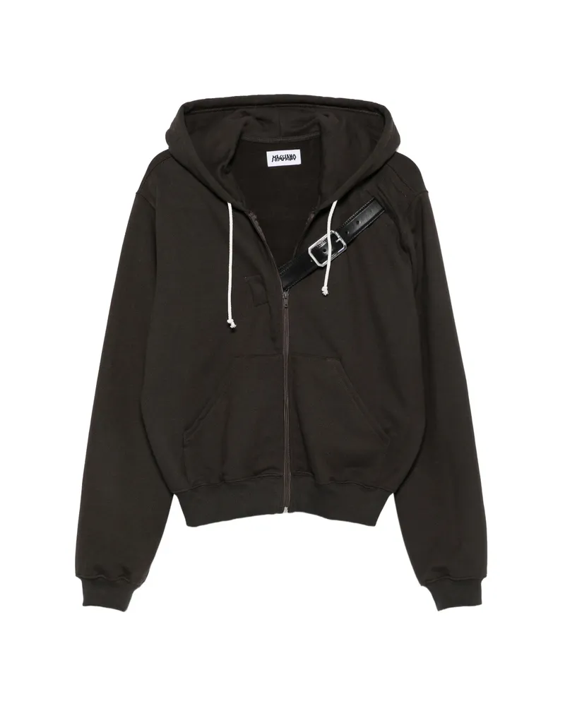 Magliano Belt-detail Zip-up Hoodie Brown