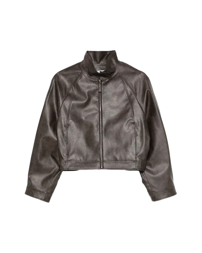 LOW CLASSIC Zipped Cropped Jacket Brown
