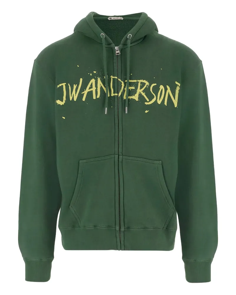 J.W.Anderson Front-zip Logo Hoodie Green