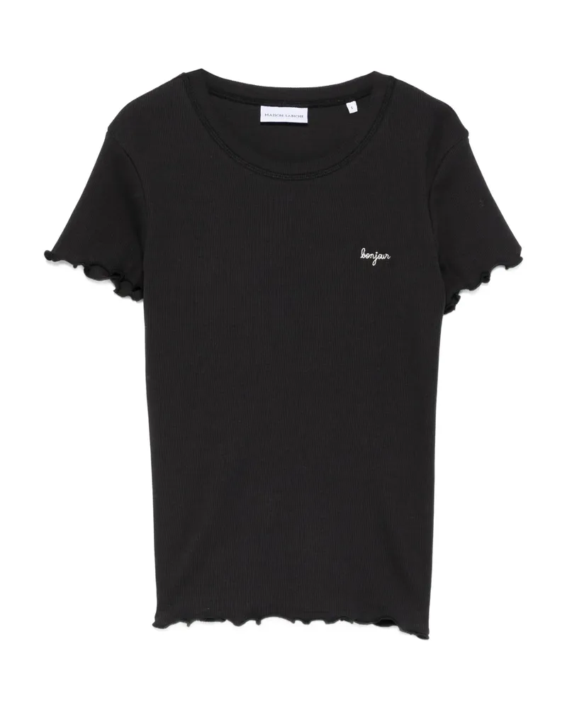 Maison Labiche Ruffled-hem T-shirt Black