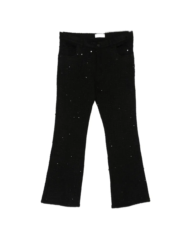 Ernest W. Baker Sequin-embellished Bouclé-knit Trousers Black