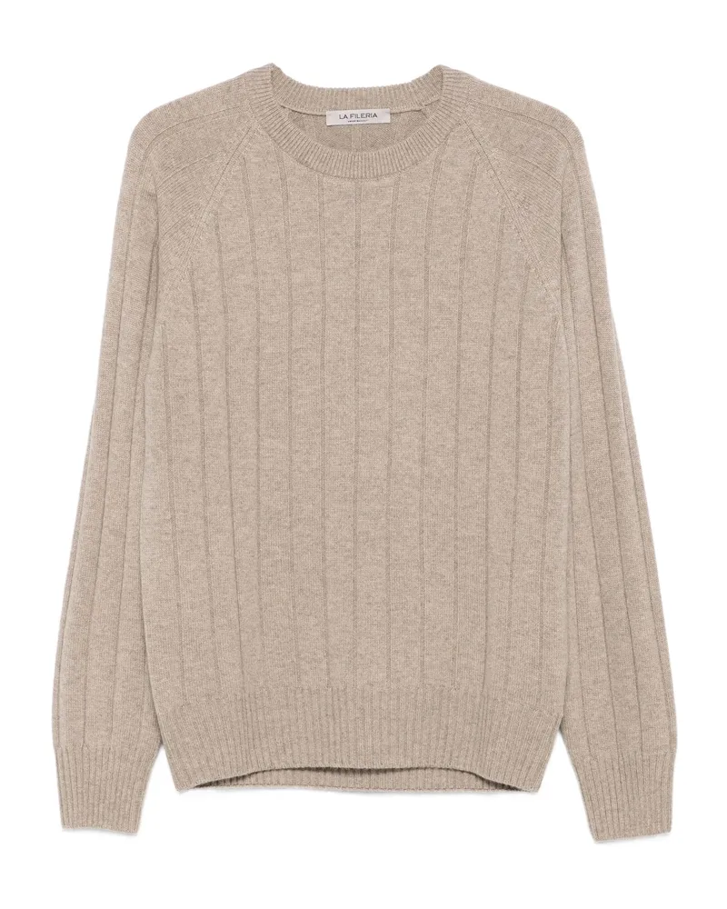La Fileria Ribbed Crew-neck Sweater Neutrals