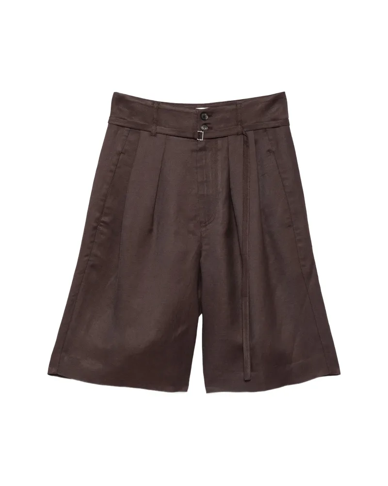 TELA Pleated Tailored Shorts Brown