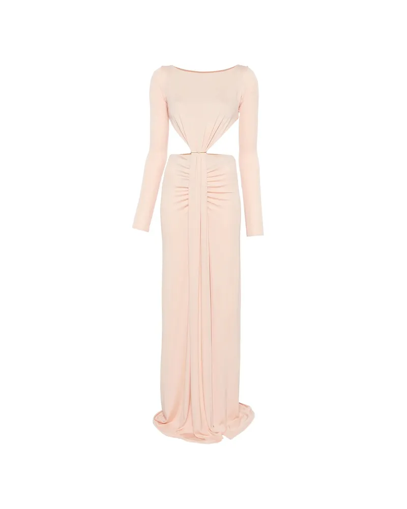 Elisabetta Franchi Cut-out Ruched Maxi Dress Neutrals