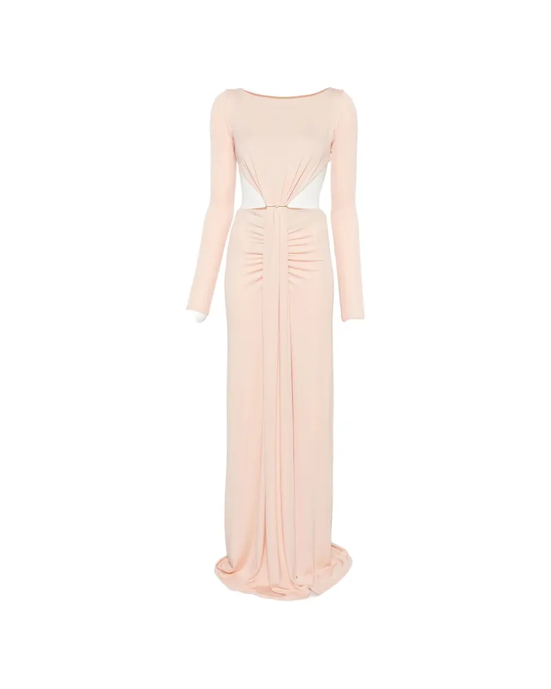 Elisabetta Franchi Cut-out Ruched Maxi Dress Neutrals