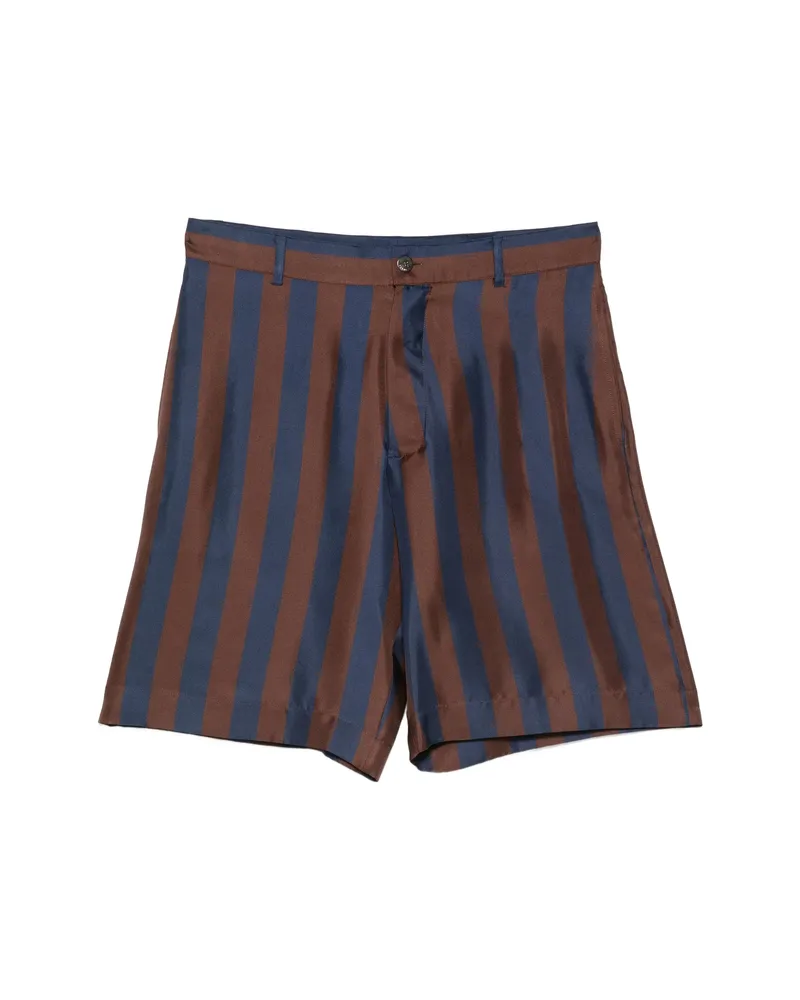 Fendi Pequin-stripe Silk Shorts Blue