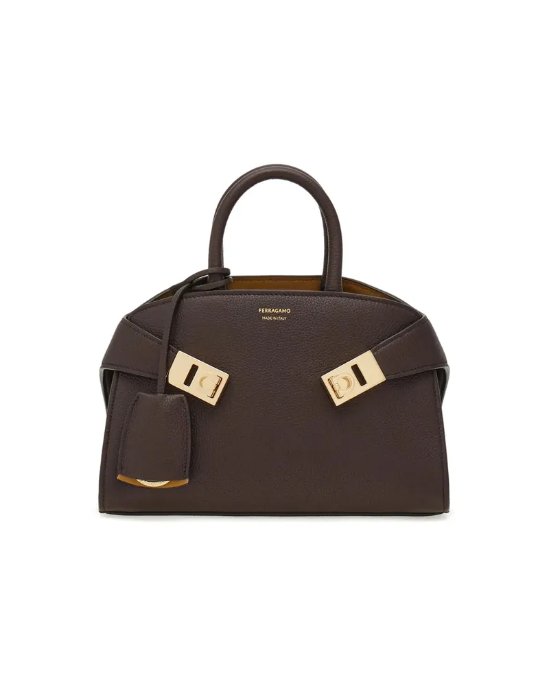 Ferragamo Hug Gancini-buckle Leather Tote Bag Brown