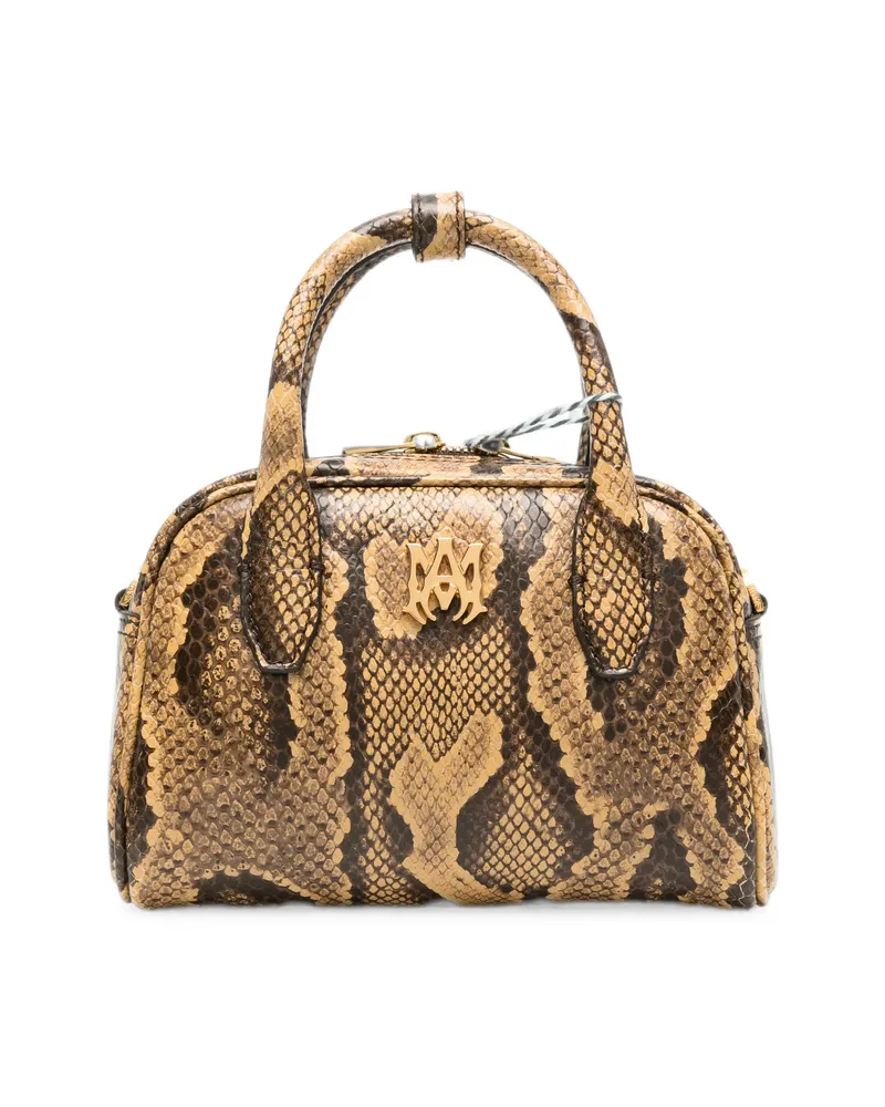 Amiri Micro MA Snake-effect Logo-plaque Mini Bag Brown