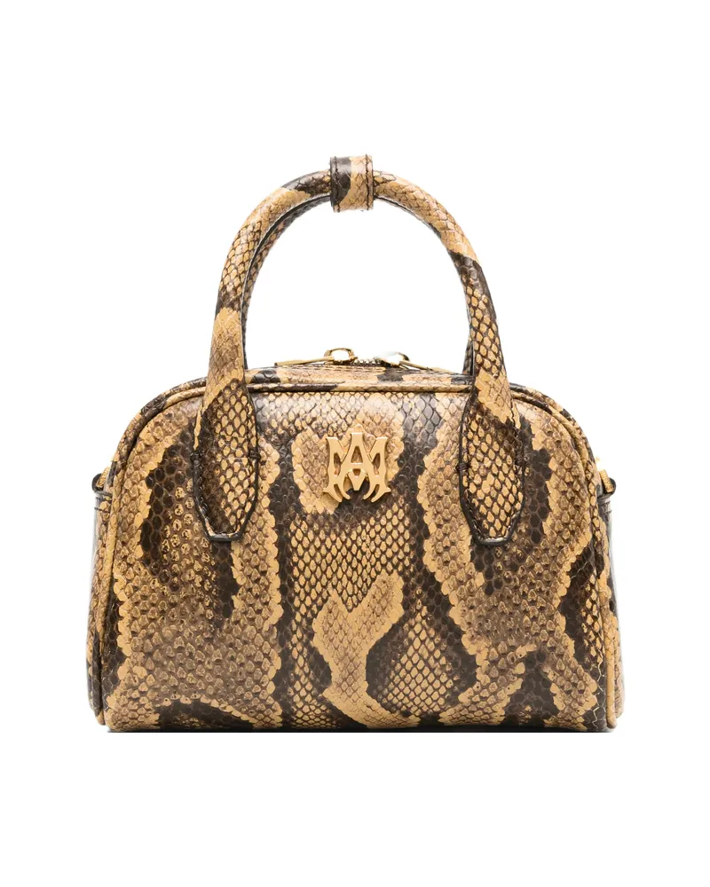 Amiri Micro MA Snake-effect Logo-plaque Mini Bag Brown