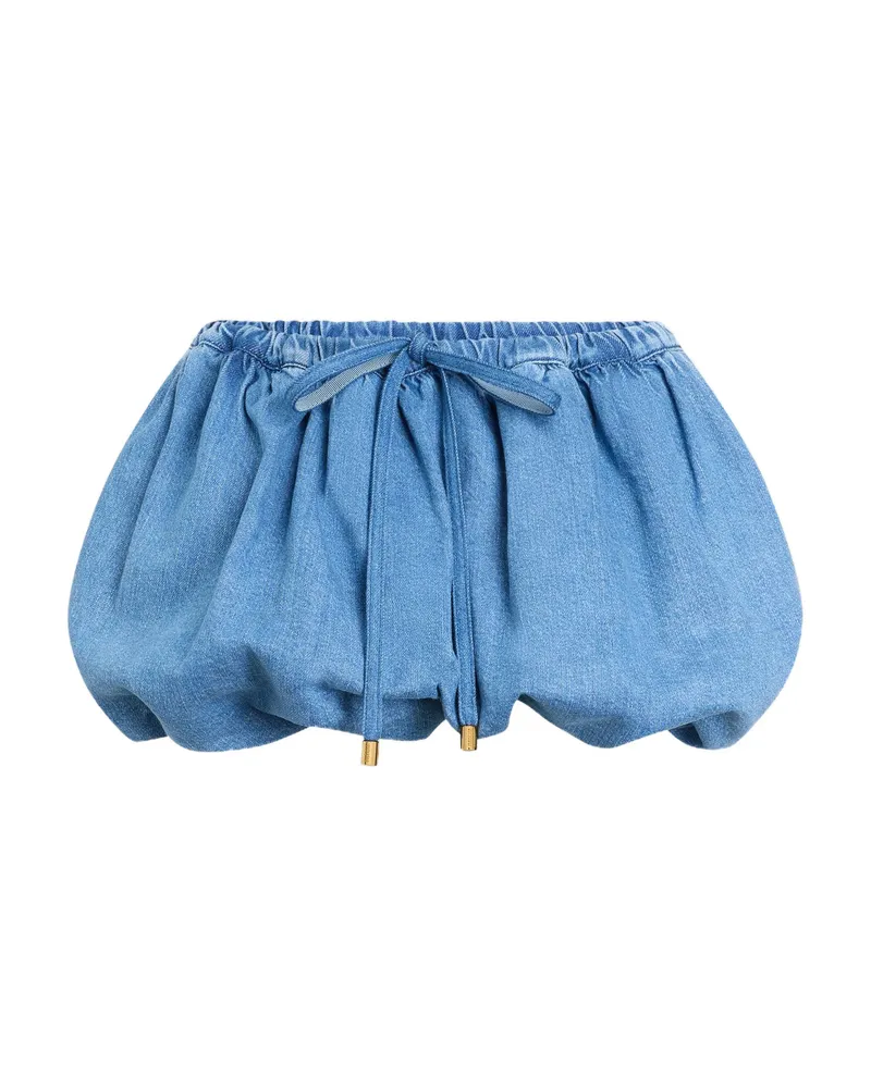 Patou Drawstrings Mini A-line Skirt Blue