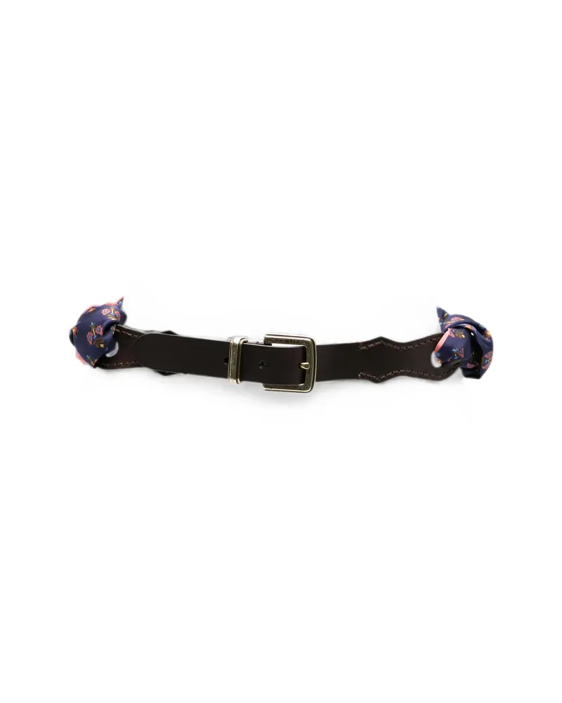 Etro Paisley-print Leather-panel Belt Blue