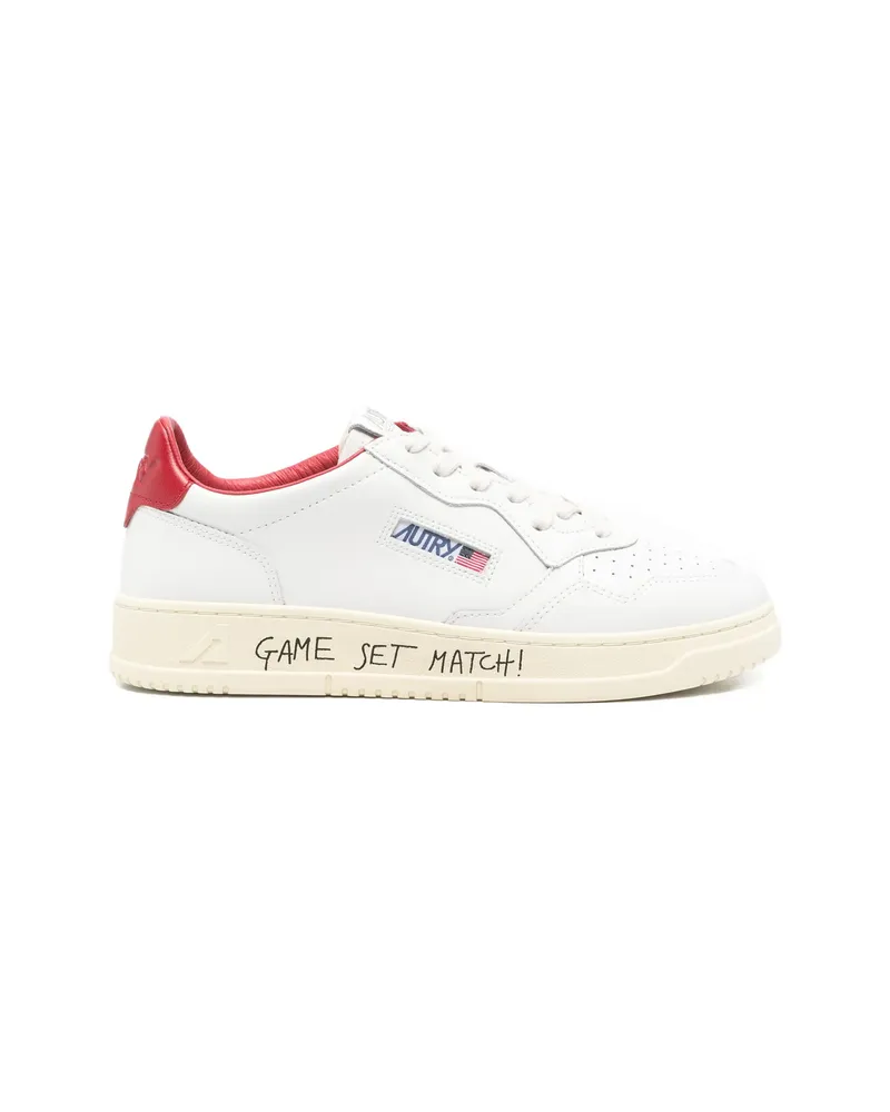AUTRY Medalist Perforated Red-detail Sneakers White