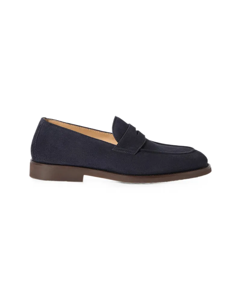 Brunello Cucinelli Suede Penny Loafers Blue