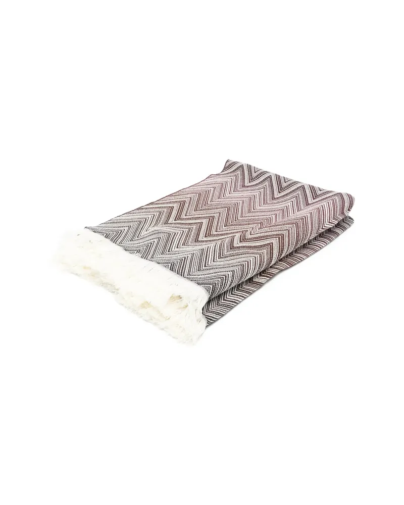 Missoni Home Timmy Chevron Fringed Throw Brown