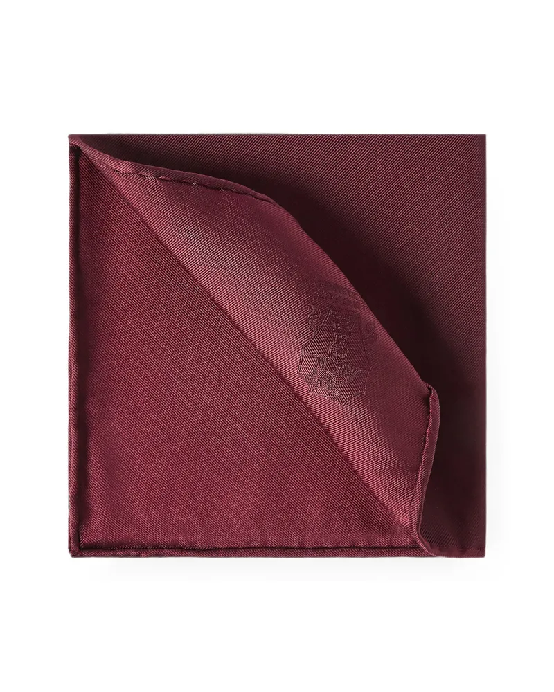 Brunello Cucinelli Solomeo Embroidered Silk Pocket Square Red