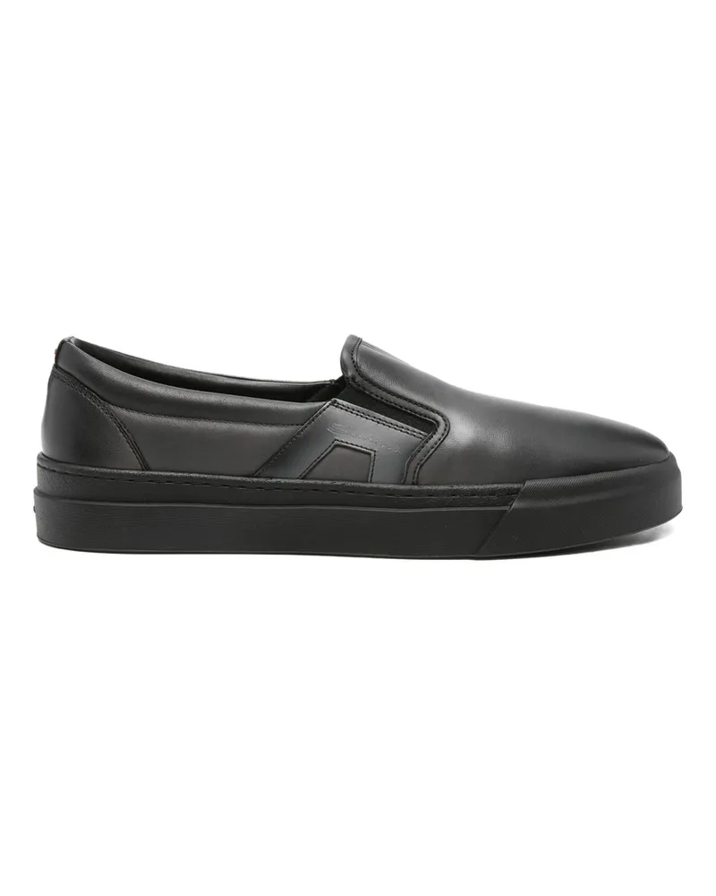 Santoni Leather Loafers Black
