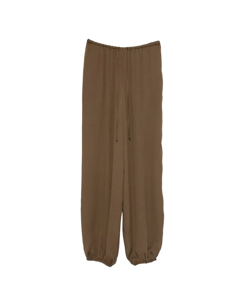 forte_forte Drawstring-waist Elasticated-hem Trousers Green