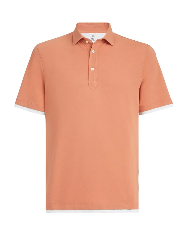 Brunello Cucinelli Button-fastening Short-sleeve Polo Shirt Orange