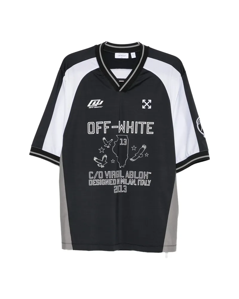 OFF-WHITE Logo-print V-neck T-shirt Black
