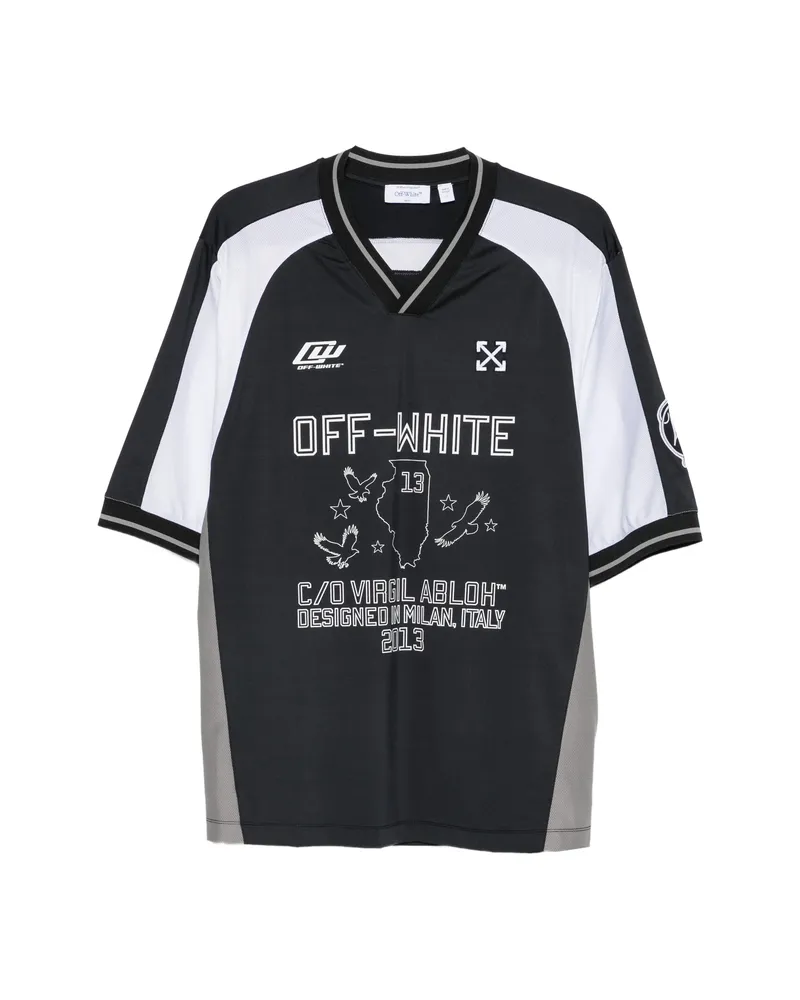 OFF-WHITE Logo-print V-neck T-shirt Black