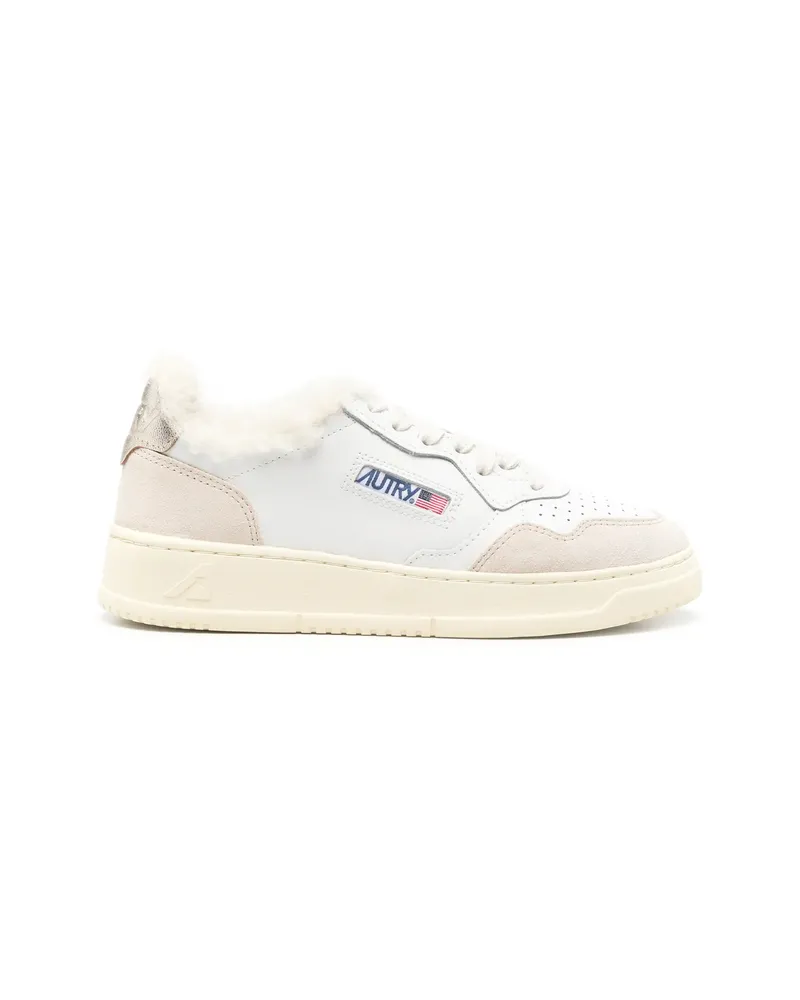 AUTRY Medalist Shearling-trim Sneakers White