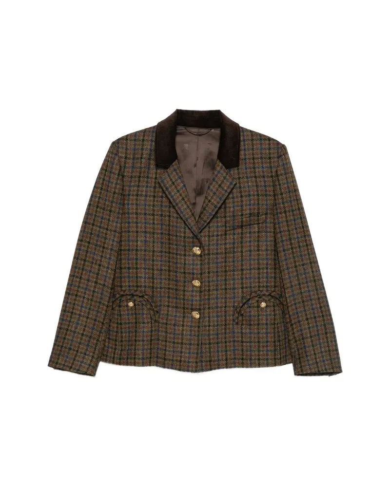 Blazé Milano Shelley Check-pattern Virgin Wool Blazer Brown