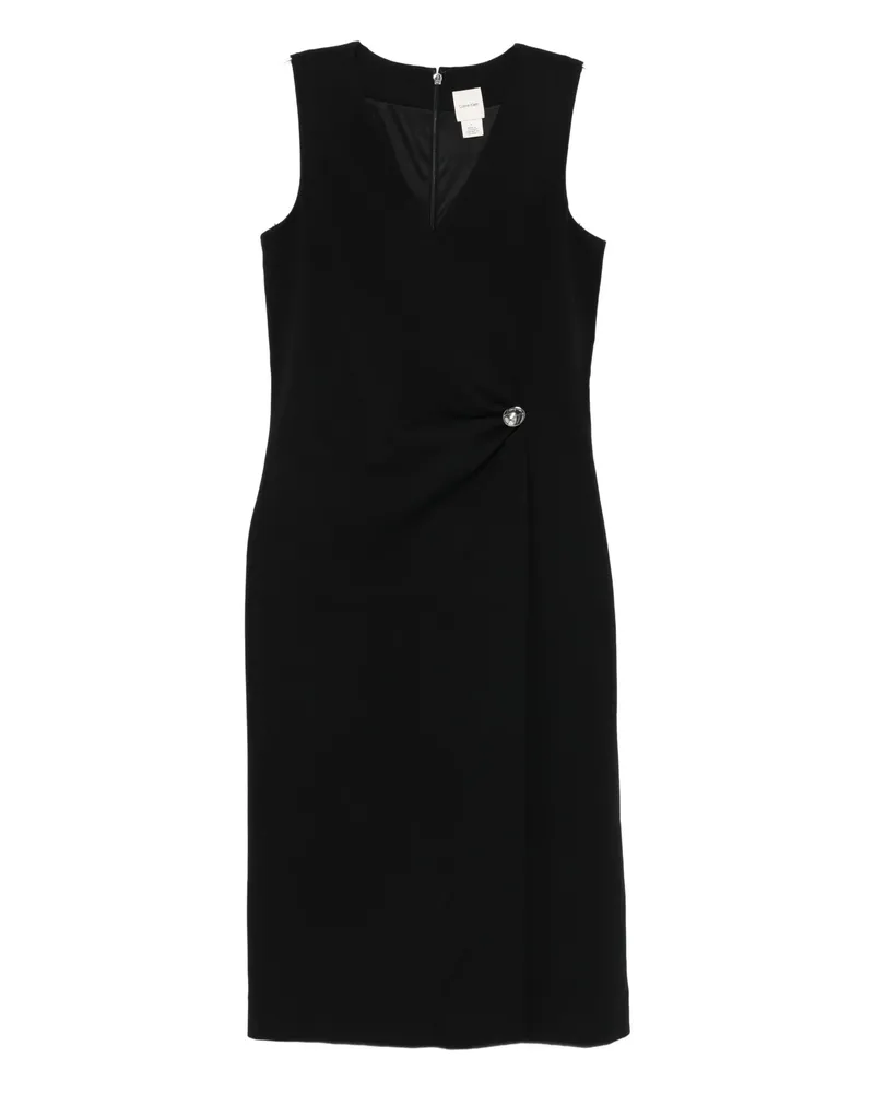 Calvin Klein Sleeveless V-neck Midi Dress Black