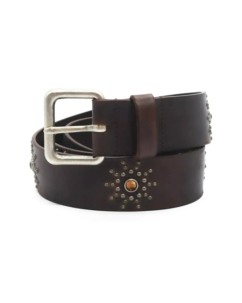 HTC Hollywood Trading Company Studded Leather Belt Brown