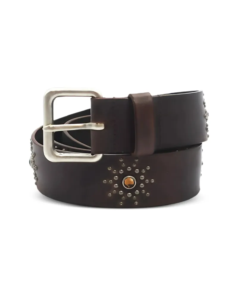 HTC Hollywood Trading Company Studded Leather Belt Brown