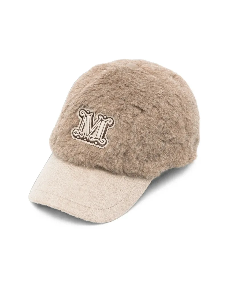 Max Mara Logo-patch Faux-fur Cap Brown