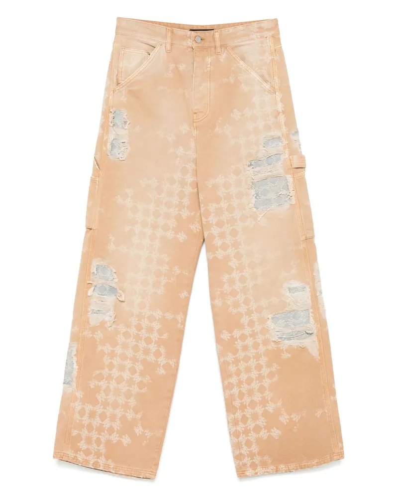 Amiri Distressed Straight-leg Jeans Neutrals