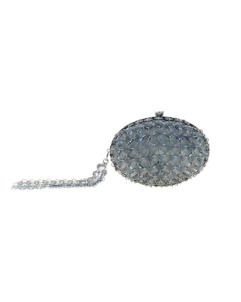Self-Portrait Oval Crystal-chain Clutch Bag White