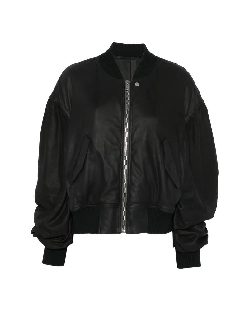 Rick Owens Zip-up Leather Bomber Jacket Black