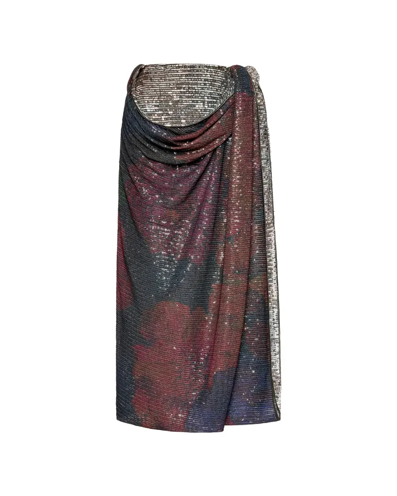Maison Margiela Sequin-embellished Draped Midi Skirt Black