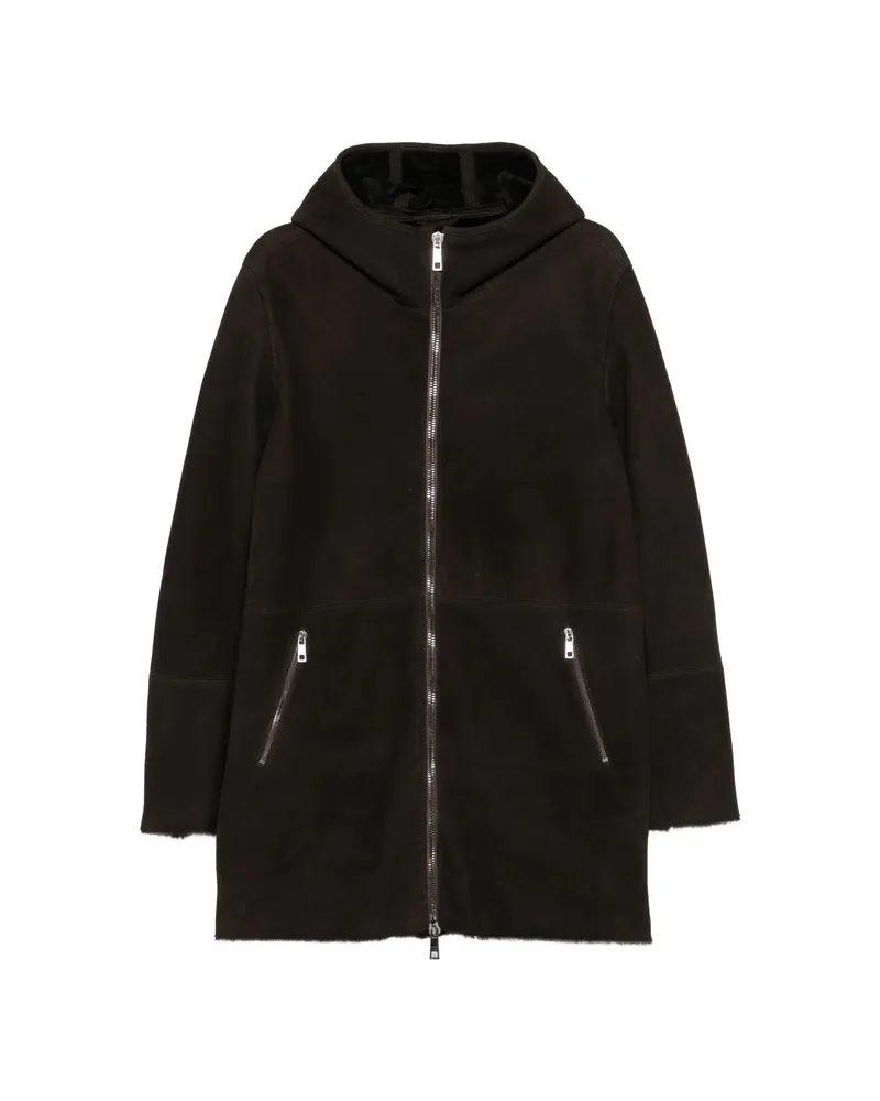 Giorgio Brato Hooded Shearling Coat Brown