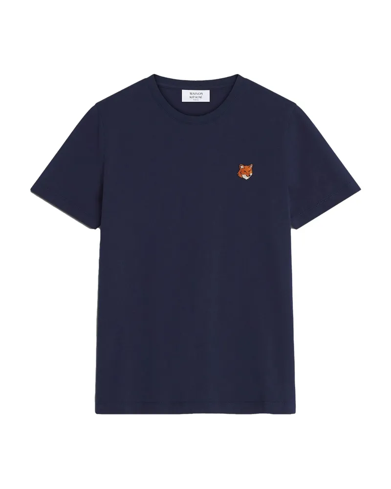 Kitsuné Fox-head Embroidered T-shirt Blue