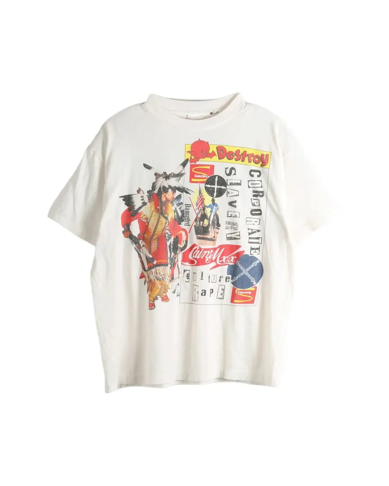 SAINT MXXXXXX Graphic-print T-shirt Neutrals