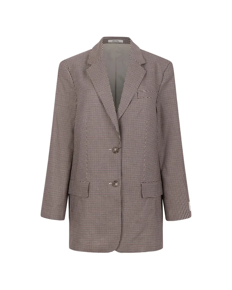 Calvin Klein Checked Button Blazer Brown