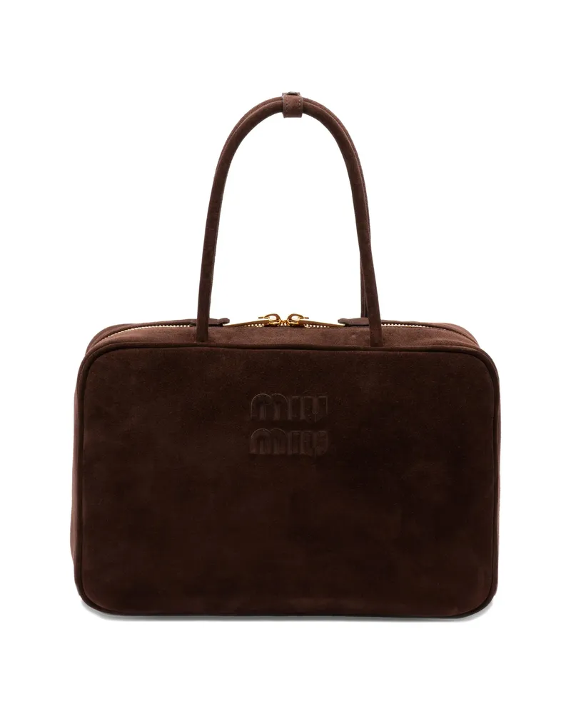 Miu Miu Embossed-logo Top-handle Bag Brown
