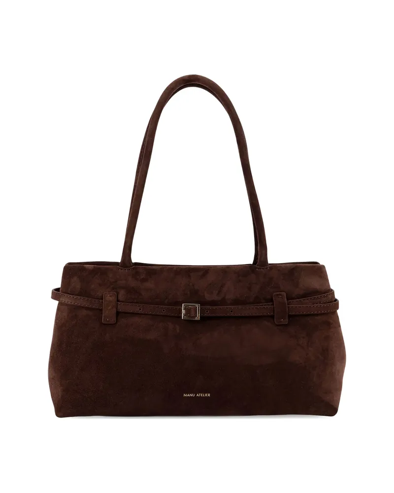 Manu Atelier Le Cambon East West Suede Bag Brown