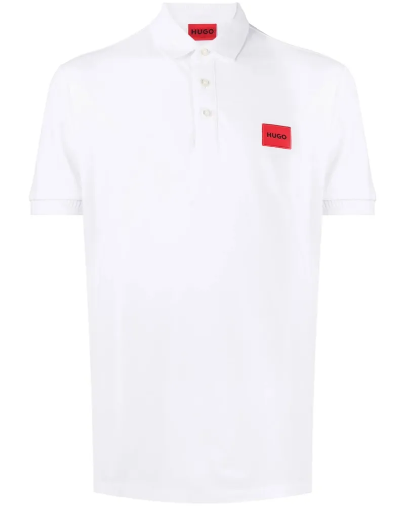 HUGO BOSS Logo-patch Cotton Polo Shirt White