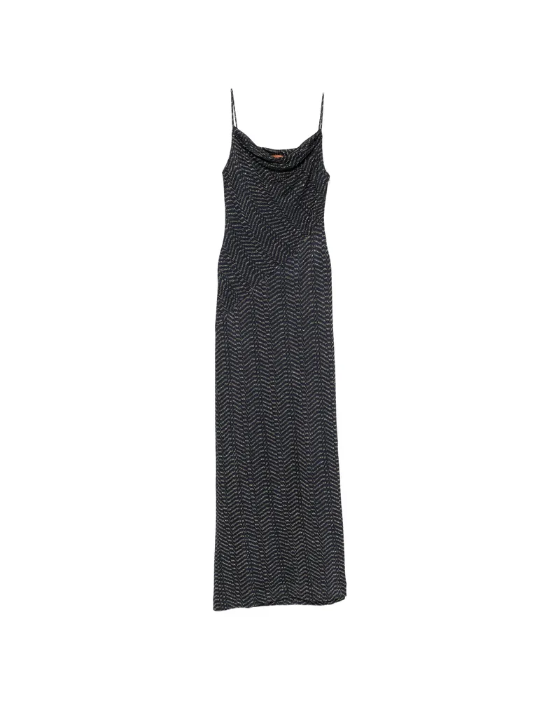 Missoni Zigzag-knit Cowl-neck Maxi Dress Blue