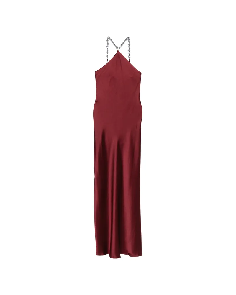 STAUD Cadence Beaded-halterneck Maxi Dress Red