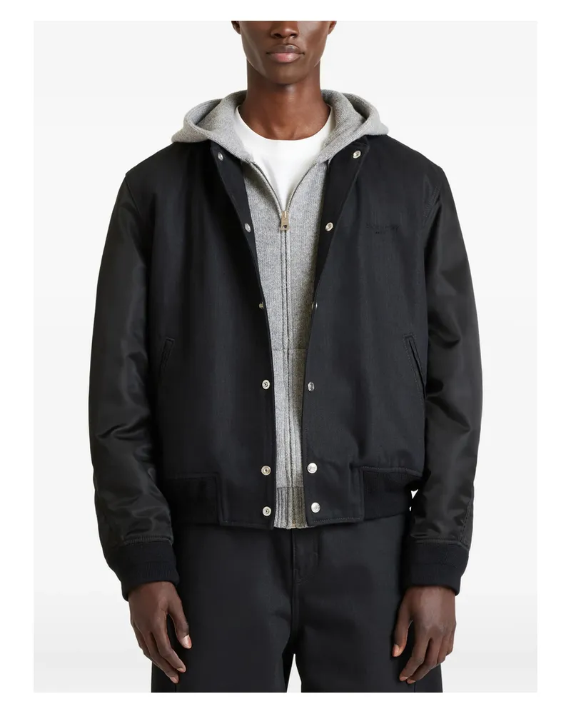 Givenchy Mix Material Blouson With Givenchy Paris Embroidery Black