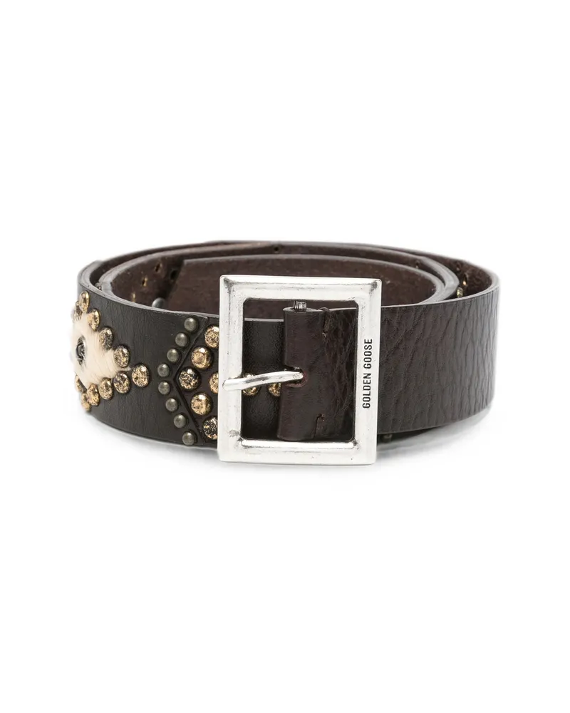 Golden Goose Stud-embellishment Leather Belt Brown