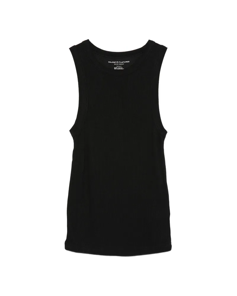 Majestic Ribbed-knit Tank Top Black