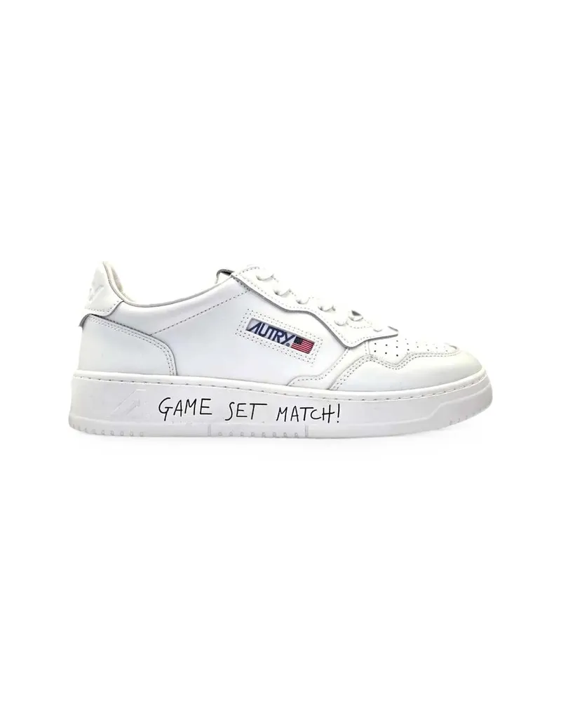 AUTRY Medalist Slogan-print Leather Sneakers White
