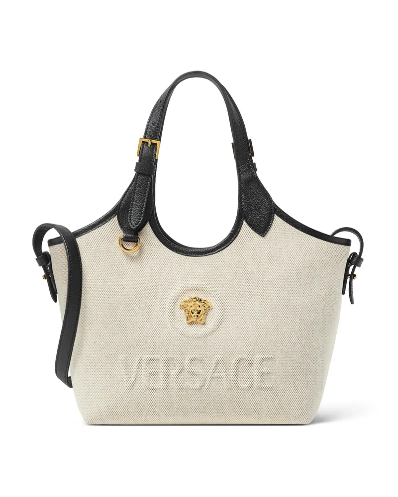 Versace La Medusa Canvas Mini Tote Neutrals