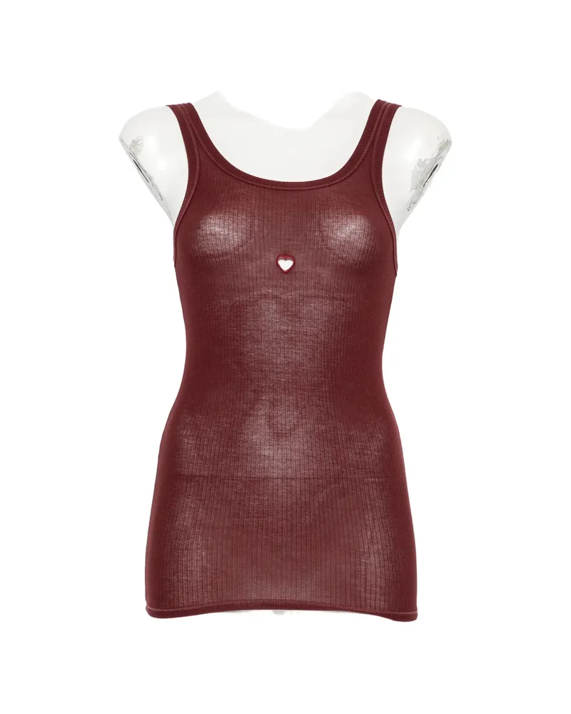Baserange Heart Ribbed-knit Tank Top Red